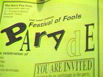 Flyer for Festival of Fools Parade